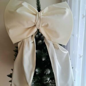 Duża kremowa kokarda dekoracyjna