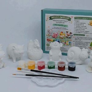 WESOŁE ZWIERZAKI- Zestaw kreatywny do malowania, figurki gipsowe